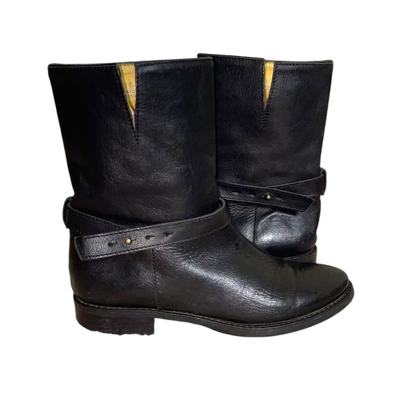 Madewell The Biker Black Leather Slip-On Moto Combat Biker Ankle Boots - Picture 2 of 8